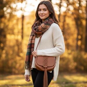 IP Blue Boho Crossbody Bag Brown Small Adjustable Strap Purse Casual Bag